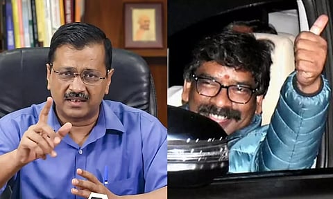 Arvind Kejriwal; Hemant Soren (PTI)