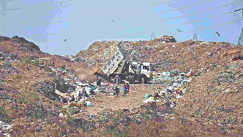 Bio-mining going on at Kodungaiyur dump yard (Photo: Agathesh)