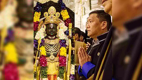 Arunachal Pradesh Chief Minister Pema Khandu visits Ram temple in Ayodhya. (Photo: @PemaKhanduBJP)