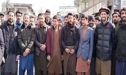 Local traders of Gilgit city hold protest (ANI)