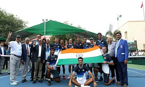 Indian Davis Cup team (Photo: All India Tennis Association/ X). Image Credit: ANI