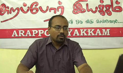 Arappor lyakkam convenor Jayaram Venkatesan. (File)