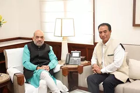 Mizoram Chief Minister Lalduhoma with Union Home Minister Amit Shah