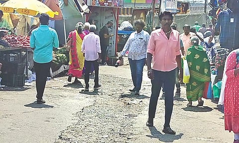 A dug up road in Tambaram