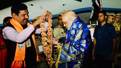 Union Home Minister Amit Shah arrived in Karnataka's Mysuru in the early hours of Sunday (Photo/IANS)