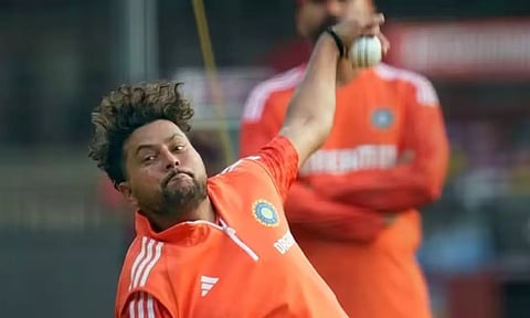 Kuldeep Yadav during a practice session. (PTI)
