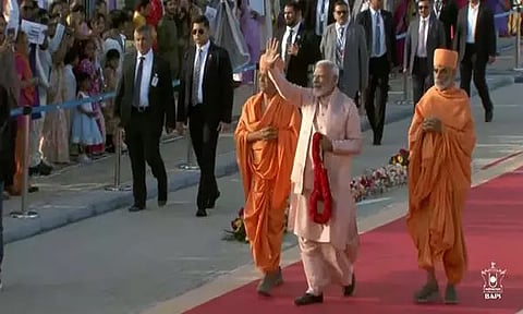 Prime Minister Narendra Modi arrives to inaugurate the BAPS Hindu Mandir in Abu Dhabi