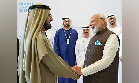 UAE Vice President Sheikh Mohammed bin Rashid Al Maktoum, PM Narendra Modi (ANI)