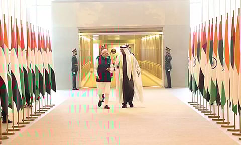 PM Narendra Modi and UAE President Mohammed bin Zayed Al Nahyan (ANI)