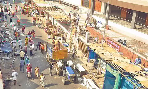 View of the razed shops.