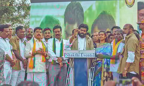 Annamalai addressing cadre in north Chennai