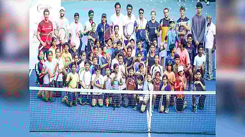 A visual from the tennis clinic held in Bengaluru. (Photo- KSLTA)