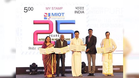 Tamil Nadu Chief Minister M K Stalin released a stamp in commemoration of the 25th Founder's Day of a private hospital in the city (Photo/X)