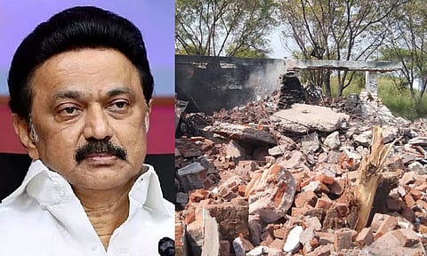 TN CM Stalin; Visual from the firecracker unit, where a blast took place in Virudhunagar on Saturday. (File)