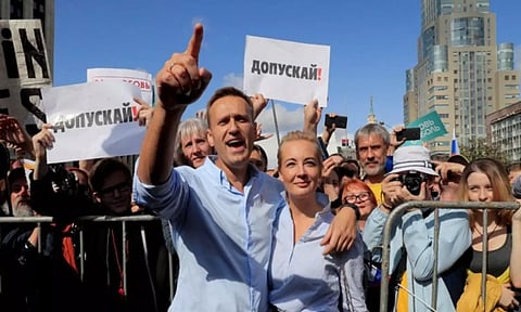 Yulia Navalnya, along with her late husband and Russian opposition leader Alexei Navalny (Reuters)