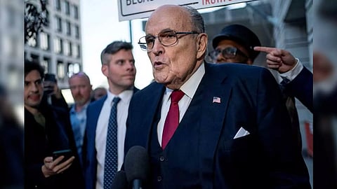 Former New York Mayor Rudy Giuliani departs the U.S. District Courthouse after he was ordered to pay $148 million in his defamation case in Washington (Photo/Reuters)