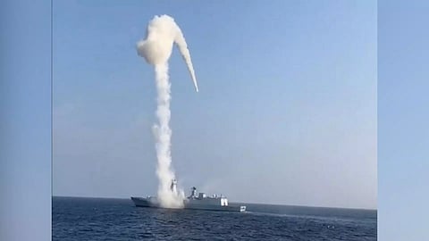 BrahMos missile firing by a warship recently (Photo/ANI)