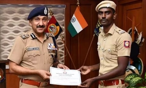 Commissioner Sandeep Rai Rathore, Grade-II Police constable P Vignesh Pandi