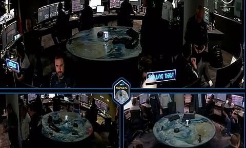 Visual from the NASA space station during the moon landing of Odysseus spacecraft