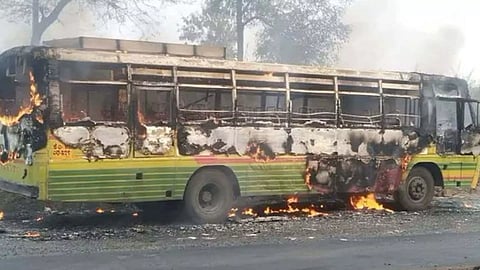 KSRTC bus bursts into flames in Kerala (PTI)