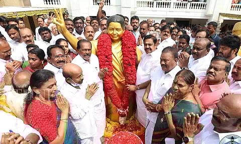 Rich tributes were paid to her by AIADMK leaders here with the top party leader and former Chief Minister Edappadi K Palaniswami (Justin George)