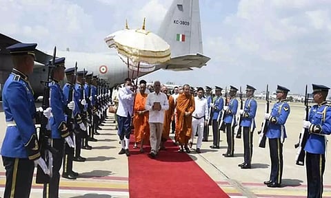 Prime Minister Srettha Thavisin receives the holy relics of Buddha in Bangkok (ANI)