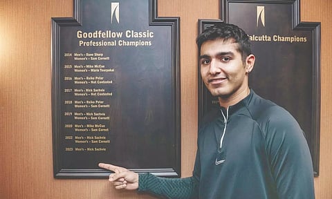 Abhay Singh poses at Goodfellow wall of fame