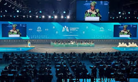 Director-General of the World Trade Organization Ngozi Okonjo-Iweala speaks during the opening ceremony of the WTO ministerial meeting (Reuters)