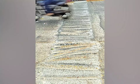 The uneven speed breaker laid near the Kilpauk Water Tank