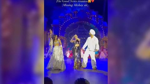 Actor Kiara Advani, Kareena Kapoor and Diljit Dosanjh shaking leg at the pre-wedding festivities (Image: Kiara Advani Instagram story)
