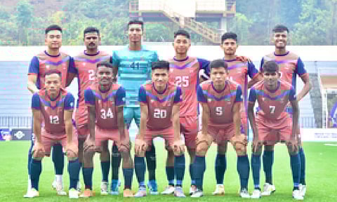 A team representing for 77th National Football Championship for Santosh Trophy (IANS)
