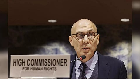 U.N. High Commissioner for Human Rights Volker Türk speaks at the European headquarters of the United Nations in Geneva (AP)