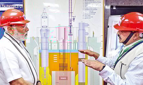 Narendra Modi being detailed about the initiation of core loading of indigenous Prototype Fast Breeder Reactor