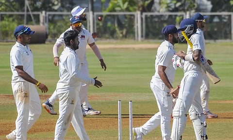 Mumbai’s players celebrate after winning their Ranji Trophy semi-final