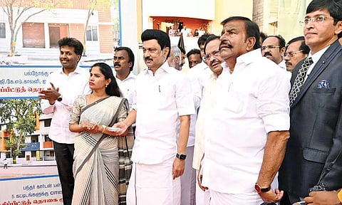 CM MK Stalin lays the foundation stone for 11 new projects at Mayor Chittibabu Park in Kolathur on Thursday