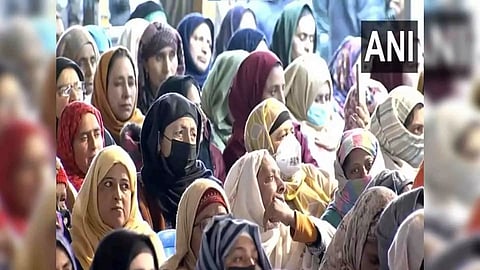 Crowd gathers for PM Modi's rally in Srinagar's Bakshi stadium (Photo/ANI)