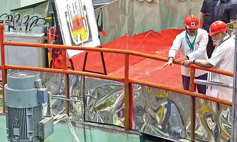 PM Modi at the Prototype Fast Breeder Reactor at the Kalpakkam nuclear power plant last week