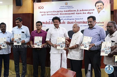 School Education Minister Anbil Mahesh Poyyamozhi on Monday unveiled the 'Transparent Book Policy for Public Libraries 2024' in Anna Centenary Library (Justin George)