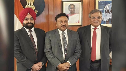 Chief Election Commissioner Rajiv Kumar with newly appointed election Commissioners (Photo credit/ ECI)