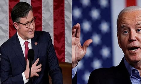 House Speaker Mike Johnson and US President Joe Biden