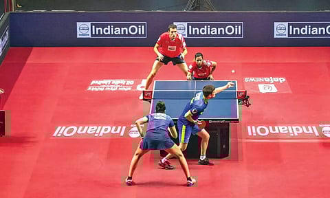 Players in action during the Ultimate Table Tennis Season 4 (File Photo)