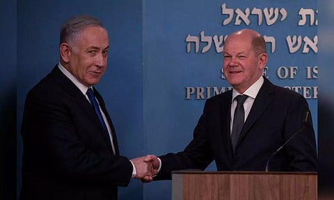 Israel Prime Minister Benjamin Netanyahu, German Chancellor Olaf Scholz (Reuters)