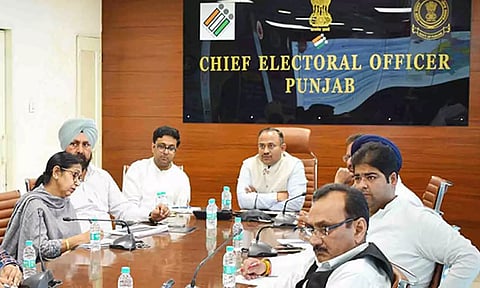 Punjab's Chief Electoral Officer Sibin C in meeting with political parties representatives (ANI)