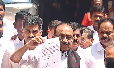 MDMK leader addressing reporters after signing seat-sharing deal with the DMK in Chennai on Monday 