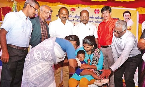 A child being administered a measles jab at a camp in Chennai (file photo)