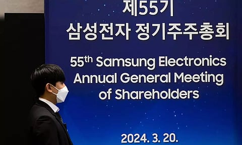 A member of the event staff during the Samsung Electronics Co. annual general meeting (Reuters)