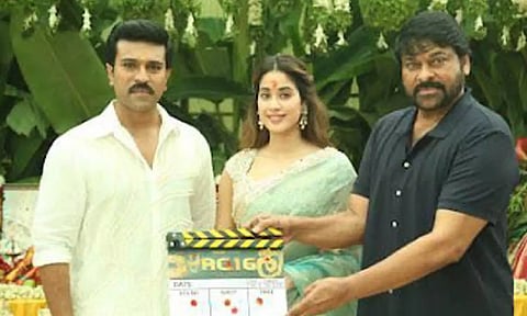 Ram Charan, Janhvi Kapoor, Chiranjeevi. (ANI)