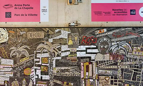 New signage dedicated to the Paris Olympics and Paralympic Games at Rosa Parks station