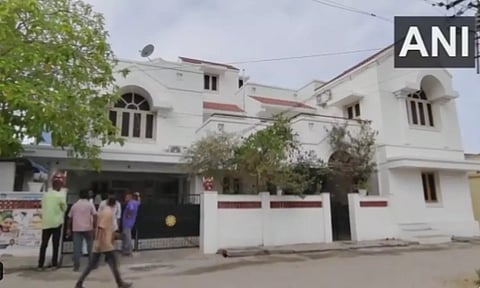 Former AIADMK minister C Vijayabaskar's residence at Pudukkottai in Tamil Nadu