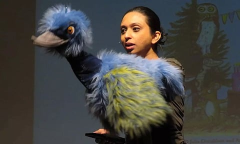 Shreedevi Sunil during her puppetry show